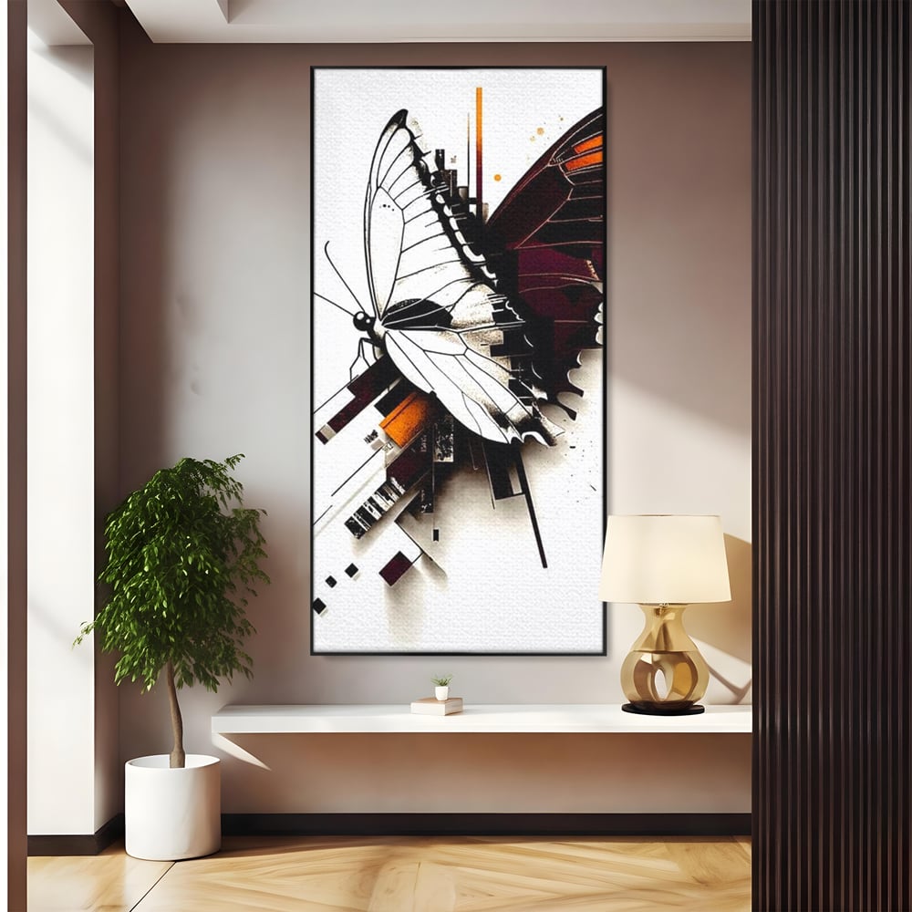 Tablou Canvas Premium, LuxCanva® M1155, Fuziune Geometrica, Aripi, Arhitectura, Urban, Tehnic, Liniar, Puncte, Geometric, Fluture, Design, Arta Moderna, Birou, Living, Camera Copil
