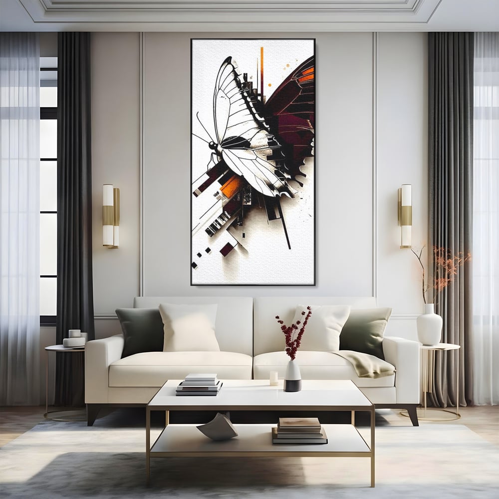 Tablou Canvas Premium, LuxCanva® M1155, Fuziune Geometrica, Aripi, Arhitectura, Urban, Tehnic, Liniar, Puncte, Geometric, Fluture, Design, Arta Moderna, Birou, Living, Camera Copil