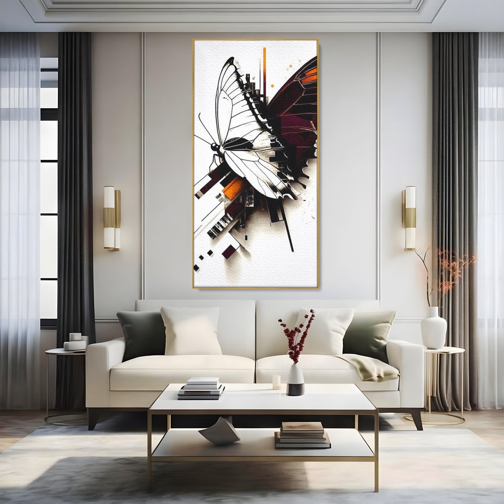 Tablou Canvas Premium, LuxCanva® M1155, Fuziune Geometrica, Aripi, Arhitectura, Urban, Tehnic, Liniar, Puncte, Geometric, Fluture, Design, Arta Moderna, Birou, Living, Camera Copil