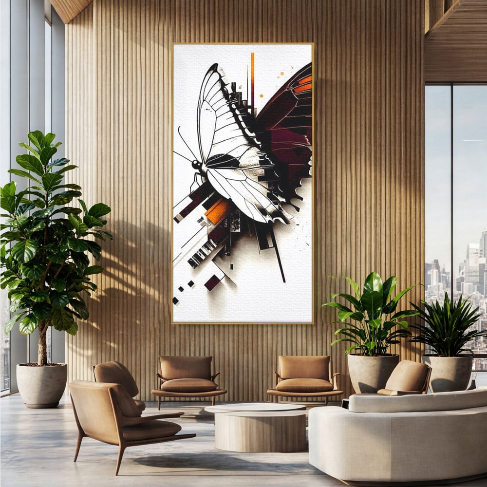 Tablou Canvas Premium, LuxCanva® M1155, Fuziune Geometrica, Aripi, Arhitectura, Urban, Tehnic, Liniar, Puncte, Geometric, Fluture, Design, Arta Moderna, Birou, Living, Camera Copil