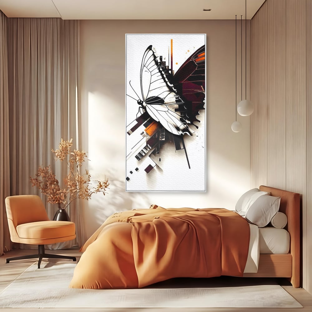 Tablou Canvas Premium, LuxCanva® M1155, Fuziune Geometrica, Aripi, Arhitectura, Urban, Tehnic, Liniar, Puncte, Geometric, Fluture, Design, Arta Moderna, Birou, Living, Camera Copil