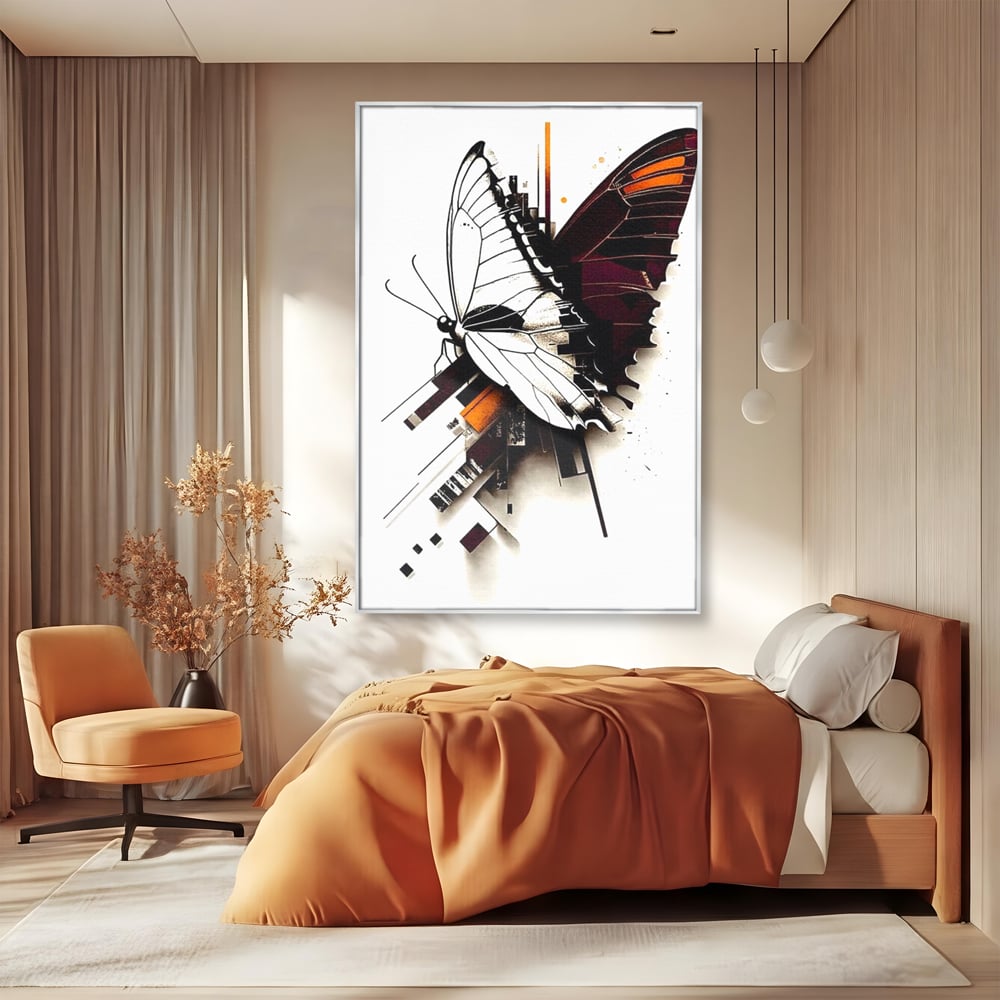 Tablou Canvas Premium, LuxCanva® M1155, Fuziune Geometrica, Aripi, Arhitectura, Urban, Tehnic, Liniar, Puncte, Geometric, Fluture, Design, Arta Moderna, Birou, Living, Camera Copil