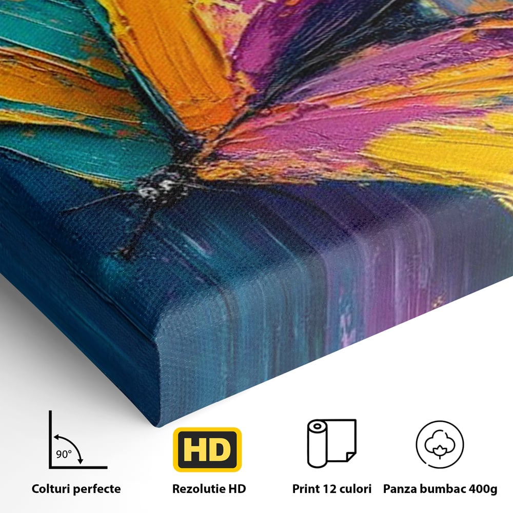 Tablou Canvas Premium, LuxCanva® M1157, Portal de Culoare, Pictura, Culori Vibrante, Intens, Dinamic, Abstract, Culoare, Textura, Desen, Acrilic, Fluture, Modern, Birou, Living, Camera Copil