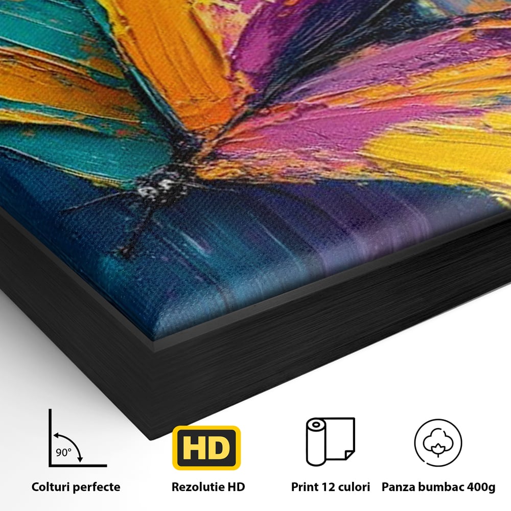 Tablou Canvas Premium, LuxCanva® M1157, Portal de Culoare, Pictura, Culori Vibrante, Intens, Dinamic, Abstract, Culoare, Textura, Desen, Acrilic, Fluture, Modern, Birou, Living, Camera Copil
