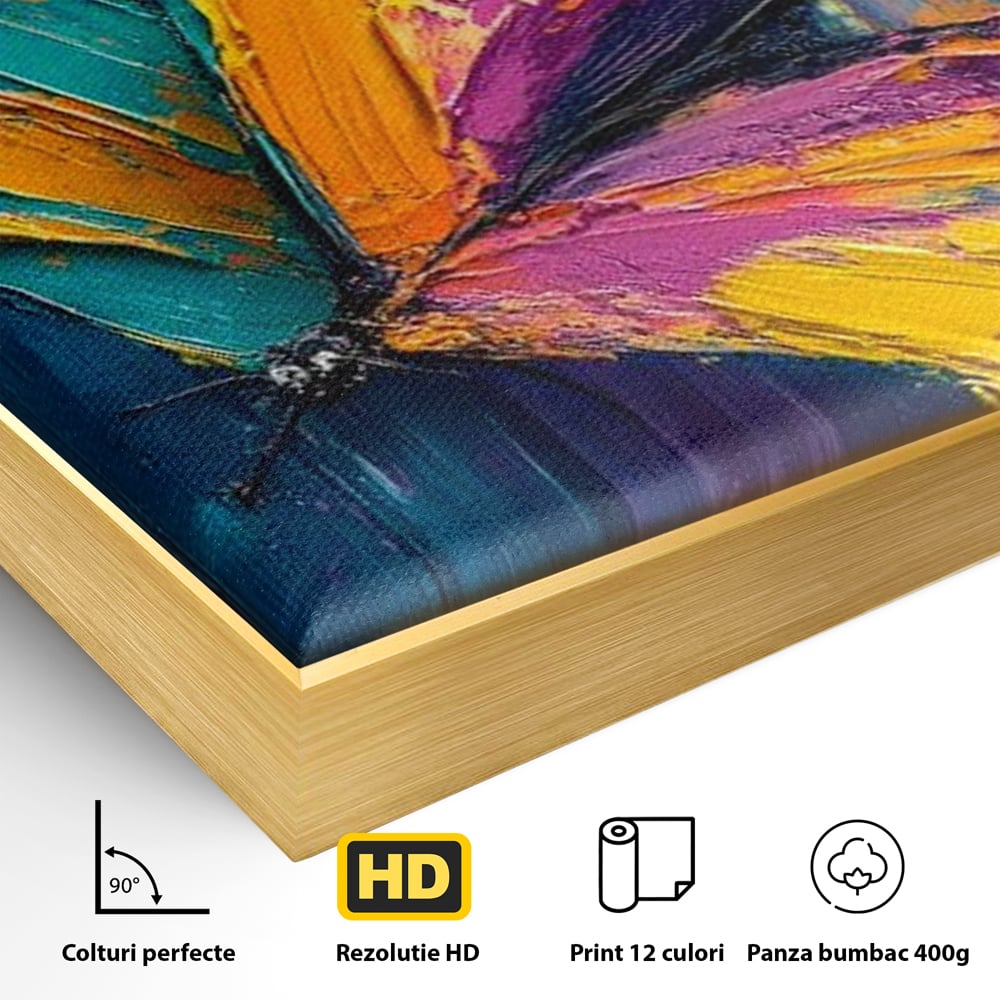 Tablou Canvas Premium, LuxCanva® M1157, Portal de Culoare, Pictura, Culori Vibrante, Intens, Dinamic, Abstract, Culoare, Textura, Desen, Acrilic, Fluture, Modern, Birou, Living, Camera Copil