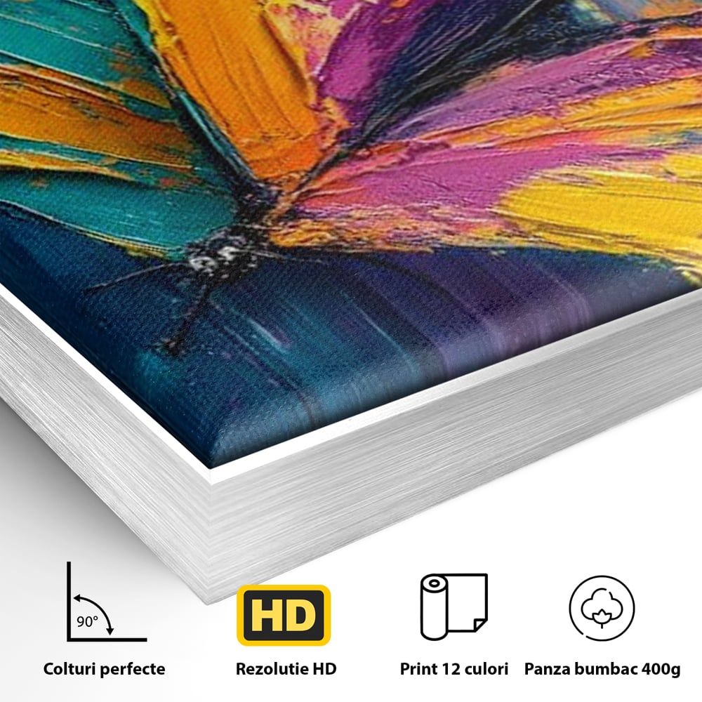 Tablou Canvas Premium, LuxCanva® M1157, Portal de Culoare, Pictura, Culori Vibrante, Intens, Dinamic, Abstract, Culoare, Textura, Desen, Acrilic, Fluture, Modern, Birou, Living, Camera Copil