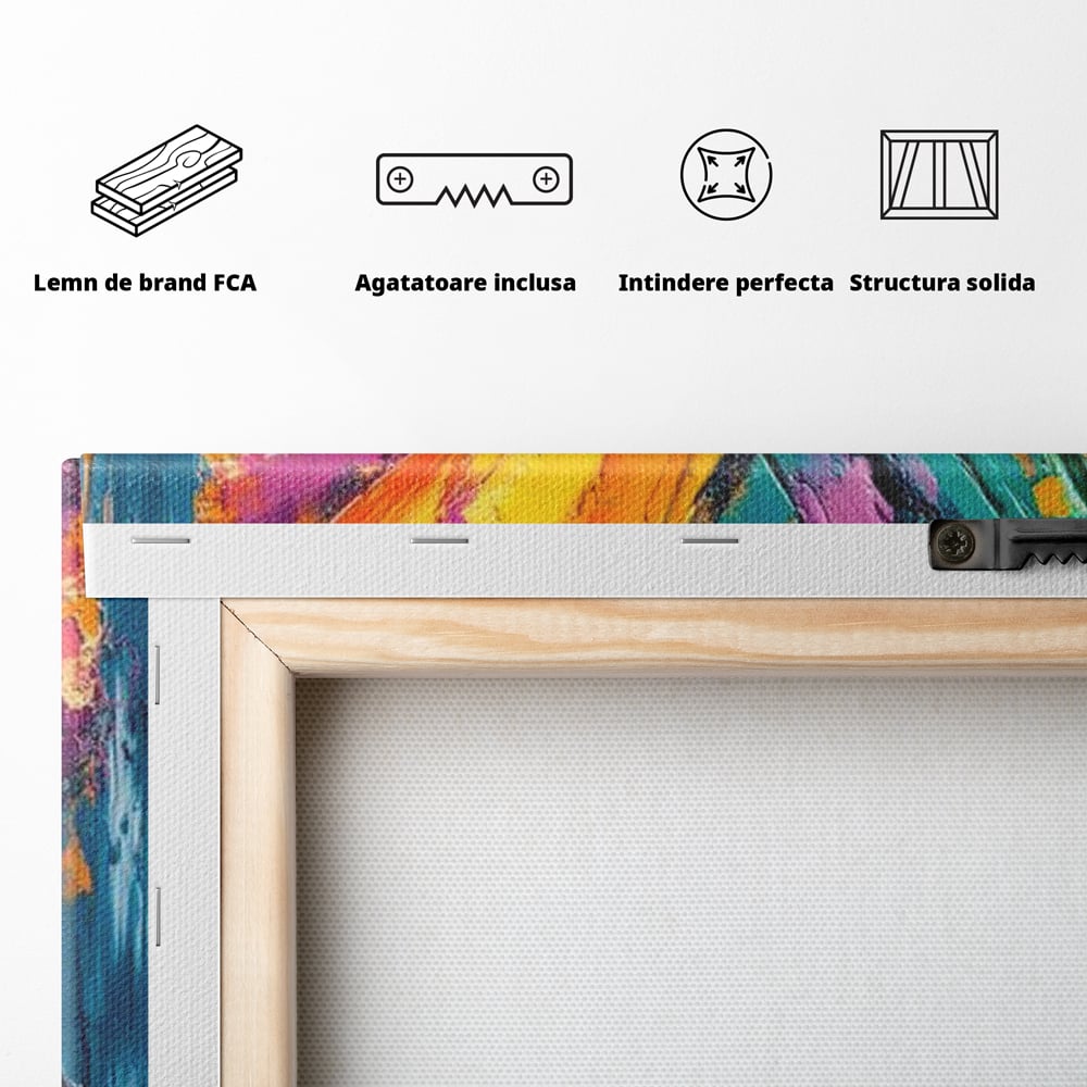 Tablou Canvas Premium, LuxCanva® M1157, Portal de Culoare, Pictura, Culori Vibrante, Intens, Dinamic, Abstract, Culoare, Textura, Desen, Acrilic, Fluture, Modern, Birou, Living, Camera Copil