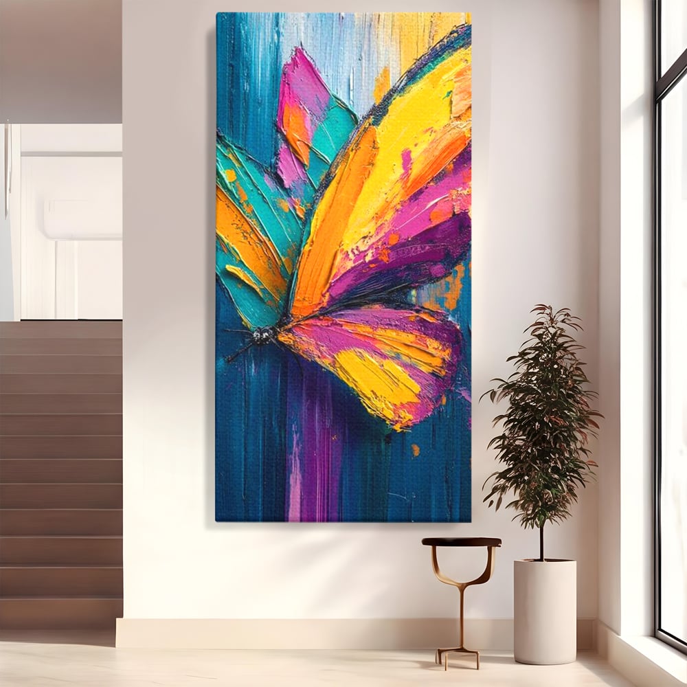 Tablou Canvas Premium, LuxCanva® M1157, Portal de Culoare, Pictura, Culori Vibrante, Intens, Dinamic, Abstract, Culoare, Textura, Desen, Acrilic, Fluture, Modern, Birou, Living, Camera Copil