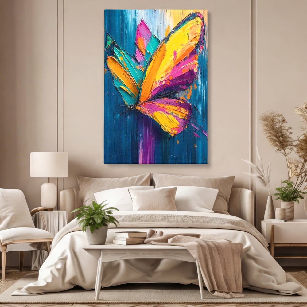 Tablou Canvas Premium, LuxCanva® M1157, Portal de Culoare, Pictura, Culori Vibrante, Intens, Dinamic, Abstract, Culoare, Textura, Desen, Acrilic, Fluture, Modern, Birou, Living, Camera Copil