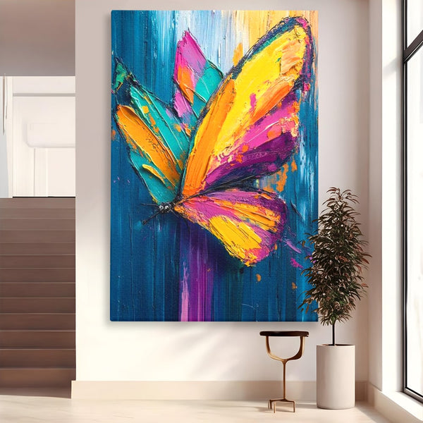 Tablou Canvas Premium, LuxCanva® M1157, Portal de Culoare, Pictura, Culori Vibrante, Intens, Dinamic, Abstract, Culoare, Textura, Desen, Acrilic, Fluture, Modern, Birou, Living, Camera Copil