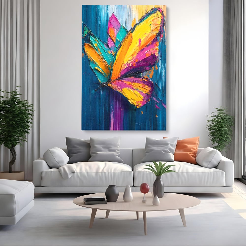 Tablou Canvas Premium, LuxCanva® M1157, Portal de Culoare, Pictura, Culori Vibrante, Intens, Dinamic, Abstract, Culoare, Textura, Desen, Acrilic, Fluture, Modern, Birou, Living, Camera Copil