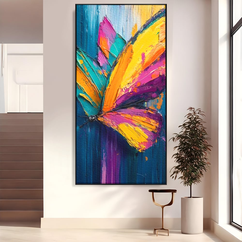 Tablou Canvas Premium, LuxCanva® M1157, Portal de Culoare, Pictura, Culori Vibrante, Intens, Dinamic, Abstract, Culoare, Textura, Desen, Acrilic, Fluture, Modern, Birou, Living, Camera Copil