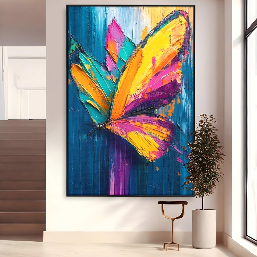 Tablou Canvas Premium, LuxCanva® M1157, Portal de Culoare, Pictura, Culori Vibrante, Intens, Dinamic, Abstract, Culoare, Textura, Desen, Acrilic, Fluture, Modern, Birou, Living, Camera Copil