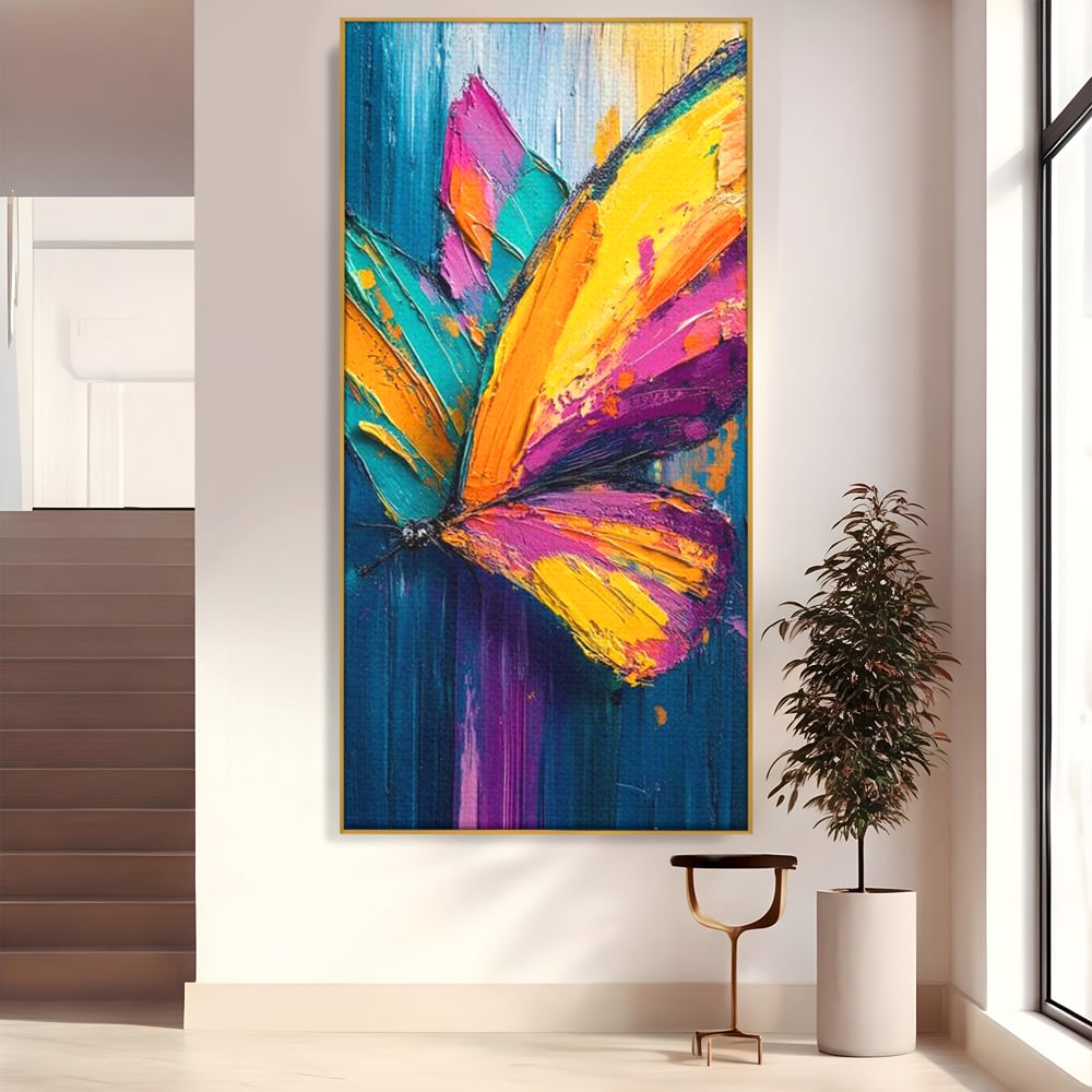 Tablou Canvas Premium, LuxCanva® M1157, Portal de Culoare, Pictura, Culori Vibrante, Intens, Dinamic, Abstract, Culoare, Textura, Desen, Acrilic, Fluture, Modern, Birou, Living, Camera Copil