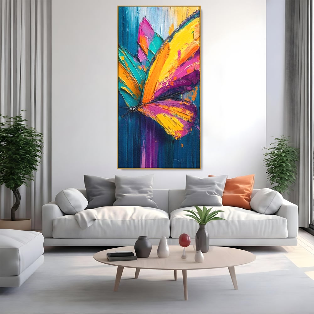 Tablou Canvas Premium, LuxCanva® M1157, Portal de Culoare, Pictura, Culori Vibrante, Intens, Dinamic, Abstract, Culoare, Textura, Desen, Acrilic, Fluture, Modern, Birou, Living, Camera Copil