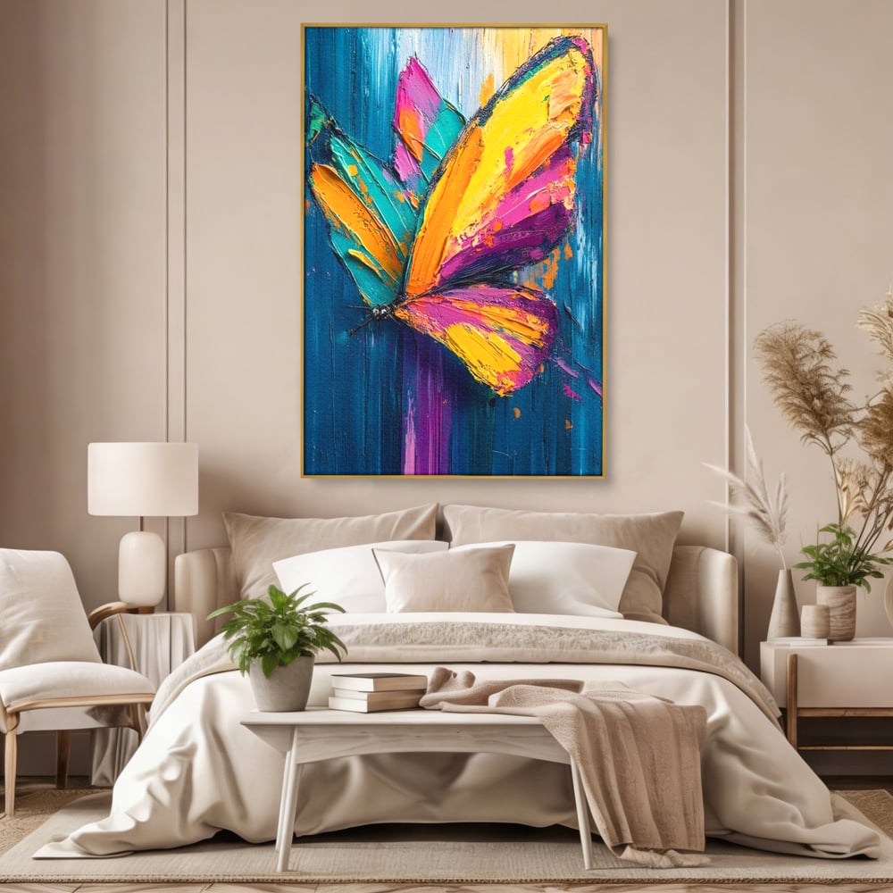 Tablou Canvas Premium, LuxCanva® M1157, Portal de Culoare, Pictura, Culori Vibrante, Intens, Dinamic, Abstract, Culoare, Textura, Desen, Acrilic, Fluture, Modern, Birou, Living, Camera Copil