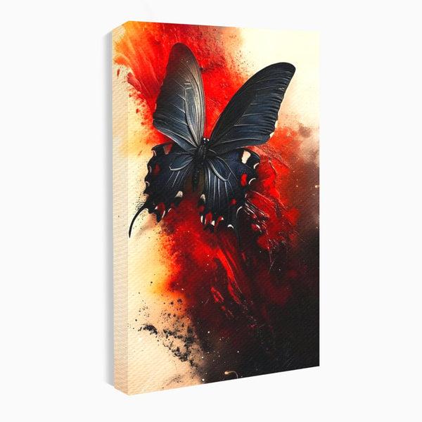 Tablou Canvas Premium, LuxCanva® M1158, Flacara Neagra, Rosu, Negru, Intens, Gotic, Antracit, Foc, Fluture, Aripi, Pictura, Abstract, Modern, Mistic, Birou, Living, Camera Copil