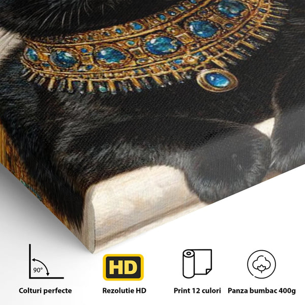 Leinwand Wandkunst Canvas Premium, LuxCanva® M1161, Ägyptischer Schmuck, Göttin, Ägypten, Bastet, Katze, Katze, Tier, Fell, Pharao, Hieroglyphen, Schmuck, Tempel, Büro, Wohnen, Kinderzimmer