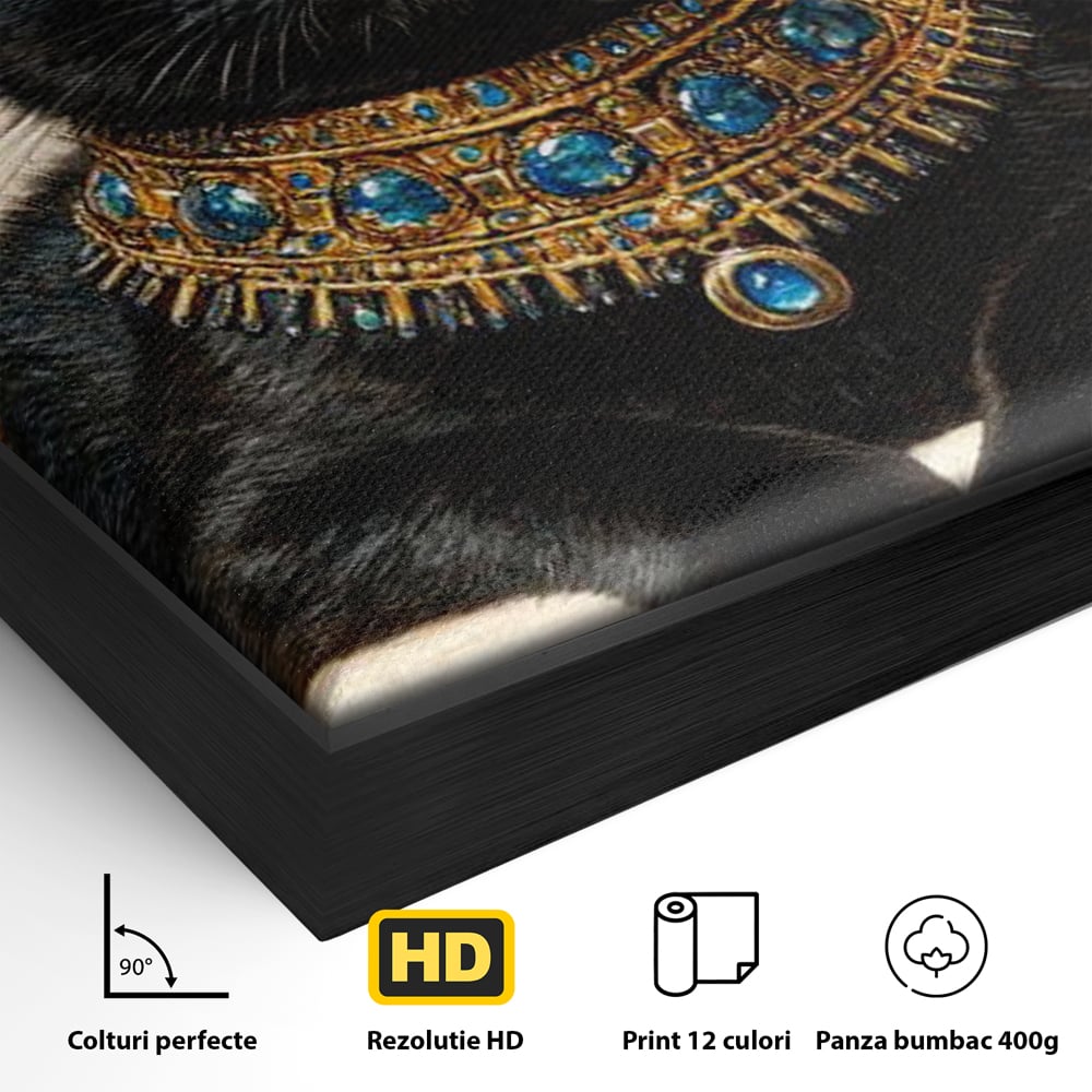 Leinwand Wandkunst Canvas Premium, LuxCanva® M1161, Ägyptischer Schmuck, Göttin, Ägypten, Bastet, Katze, Katze, Tier, Fell, Pharao, Hieroglyphen, Schmuck, Tempel, Büro, Wohnen, Kinderzimmer