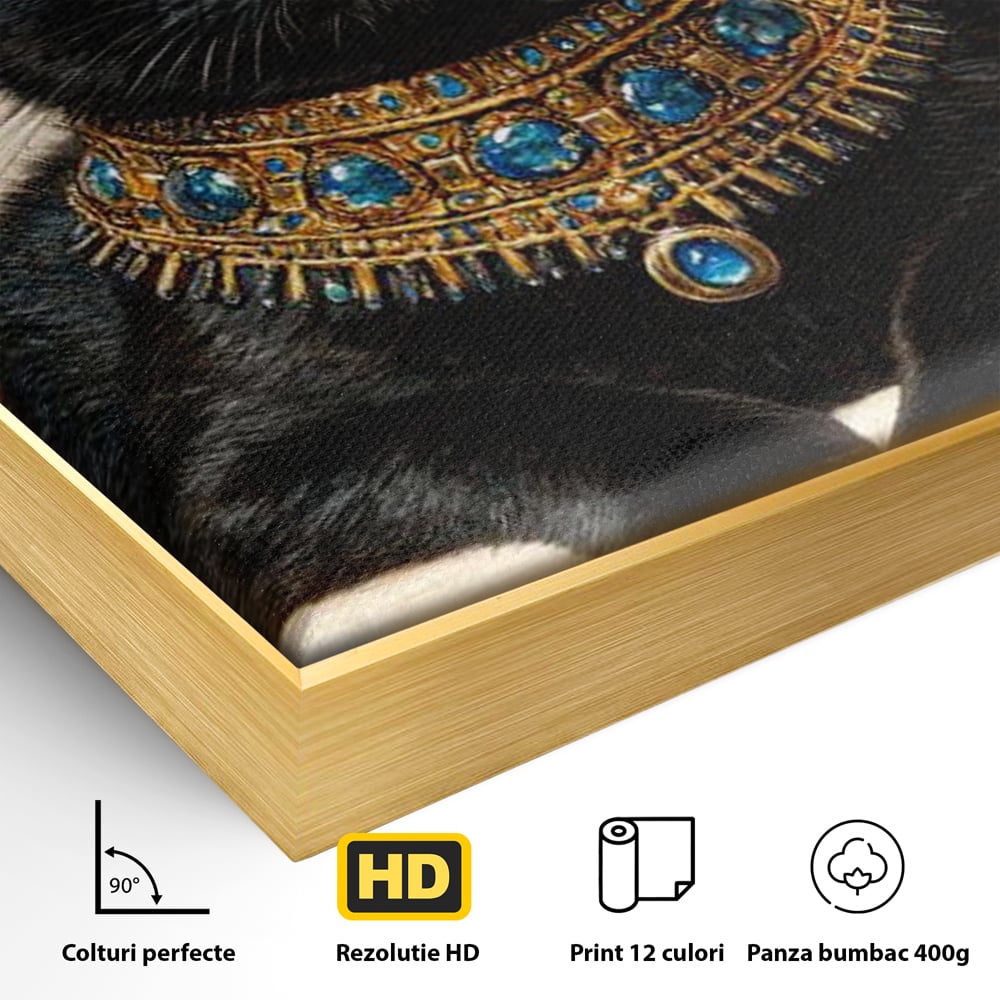 Leinwand Wandkunst Canvas Premium, LuxCanva® M1161, Ägyptischer Schmuck, Göttin, Ägypten, Bastet, Katze, Katze, Tier, Fell, Pharao, Hieroglyphen, Schmuck, Tempel, Büro, Wohnen, Kinderzimmer