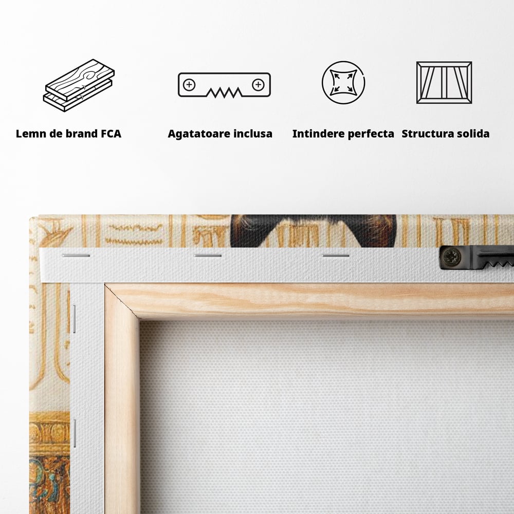 Leinwand Wandkunst Canvas Premium, LuxCanva® M1161, Ägyptischer Schmuck, Göttin, Ägypten, Bastet, Katze, Katze, Tier, Fell, Pharao, Hieroglyphen, Schmuck, Tempel, Büro, Wohnen, Kinderzimmer
