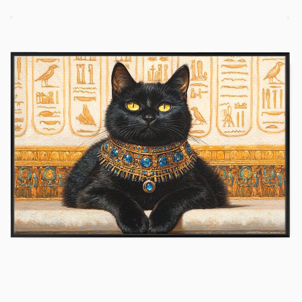 Leinwand Wandkunst Canvas Premium, LuxCanva® M1161, Ägyptischer Schmuck, Göttin, Ägypten, Bastet, Katze, Katze, Tier, Fell, Pharao, Hieroglyphen, Schmuck, Tempel, Büro, Wohnen, Kinderzimmer