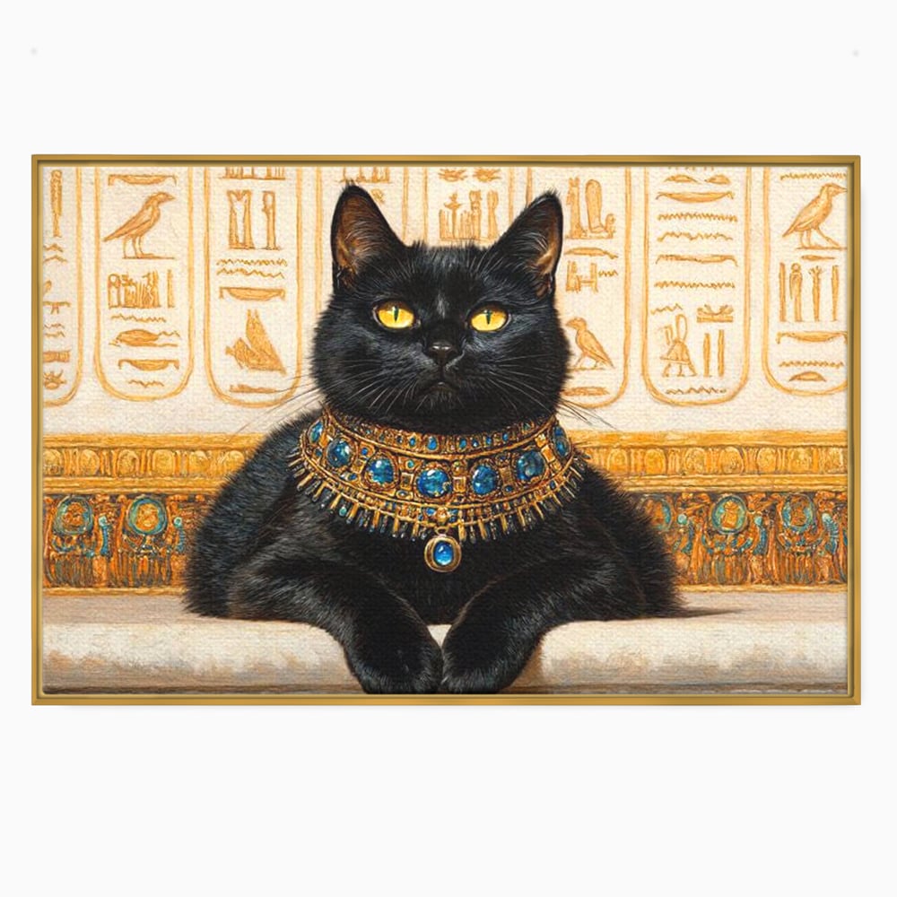 Leinwand Wandkunst Canvas Premium, LuxCanva® M1161, Ägyptischer Schmuck, Göttin, Ägypten, Bastet, Katze, Katze, Tier, Fell, Pharao, Hieroglyphen, Schmuck, Tempel, Büro, Wohnen, Kinderzimmer