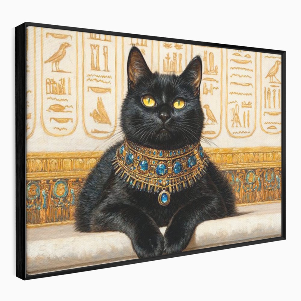 Leinwand Wandkunst Canvas Premium, LuxCanva® M1161, Ägyptischer Schmuck, Göttin, Ägypten, Bastet, Katze, Katze, Tier, Fell, Pharao, Hieroglyphen, Schmuck, Tempel, Büro, Wohnen, Kinderzimmer