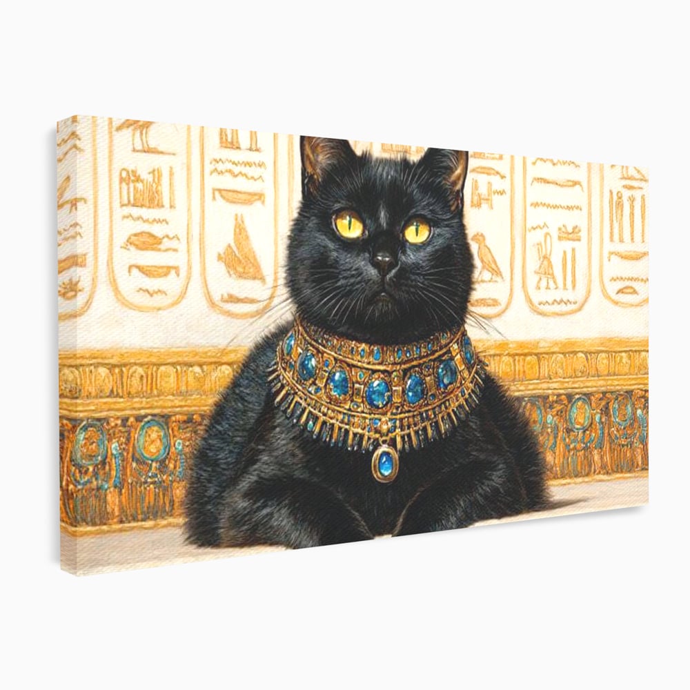 Leinwand Wandkunst Canvas Premium, LuxCanva® M1161, Ägyptischer Schmuck, Göttin, Ägypten, Bastet, Katze, Katze, Tier, Fell, Pharao, Hieroglyphen, Schmuck, Tempel, Büro, Wohnen, Kinderzimmer