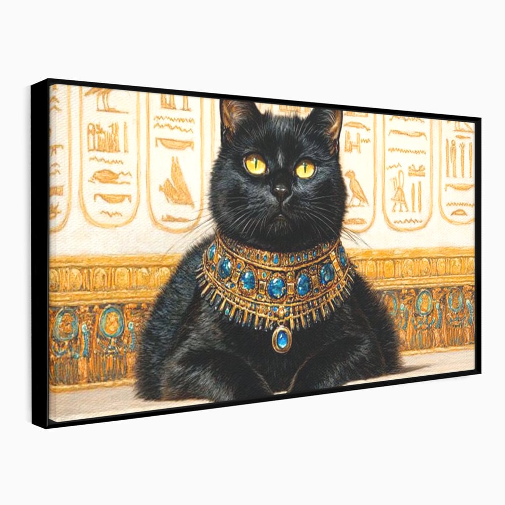 Leinwand Wandkunst Canvas Premium, LuxCanva® M1161, Ägyptischer Schmuck, Göttin, Ägypten, Bastet, Katze, Katze, Tier, Fell, Pharao, Hieroglyphen, Schmuck, Tempel, Büro, Wohnen, Kinderzimmer