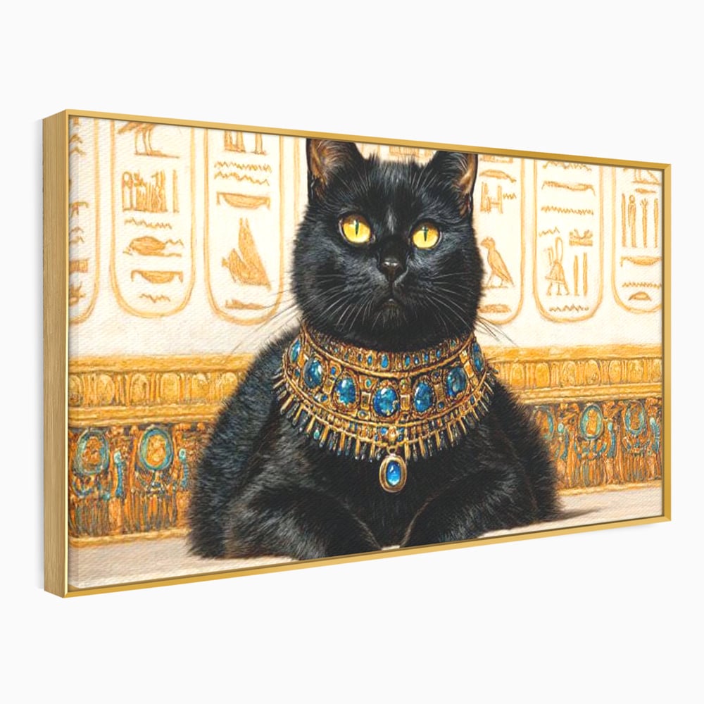 Leinwand Wandkunst Canvas Premium, LuxCanva® M1161, Ägyptischer Schmuck, Göttin, Ägypten, Bastet, Katze, Katze, Tier, Fell, Pharao, Hieroglyphen, Schmuck, Tempel, Büro, Wohnen, Kinderzimmer