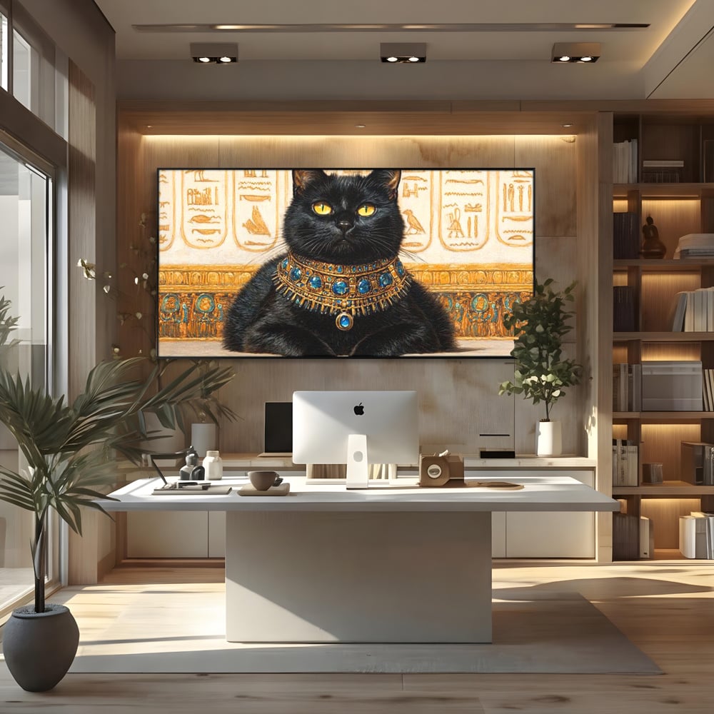 Leinwand Wandkunst Canvas Premium, LuxCanva® M1161, Ägyptischer Schmuck, Göttin, Ägypten, Bastet, Katze, Katze, Tier, Fell, Pharao, Hieroglyphen, Schmuck, Tempel, Büro, Wohnen, Kinderzimmer