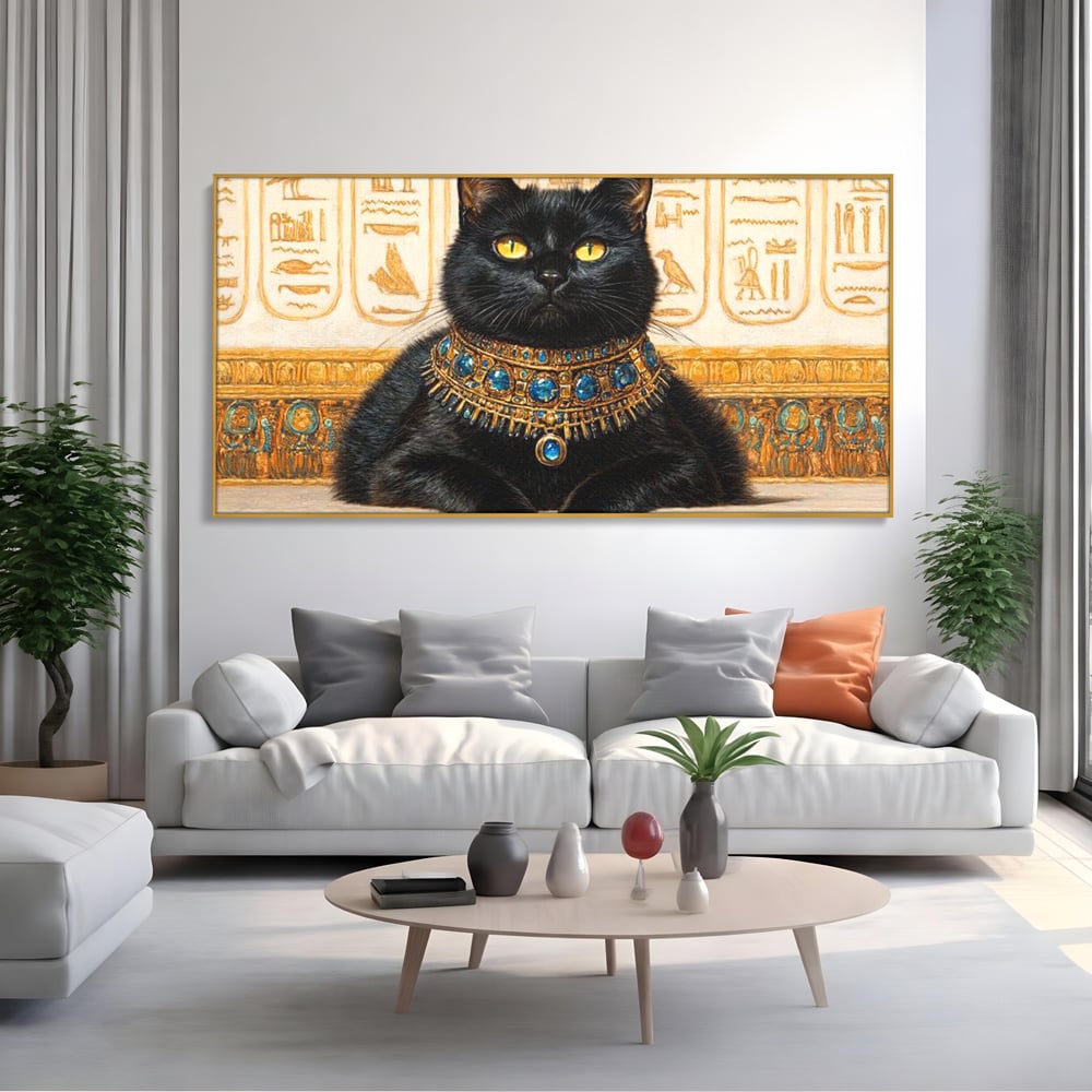 Leinwand Wandkunst Canvas Premium, LuxCanva® M1161, Ägyptischer Schmuck, Göttin, Ägypten, Bastet, Katze, Katze, Tier, Fell, Pharao, Hieroglyphen, Schmuck, Tempel, Büro, Wohnen, Kinderzimmer
