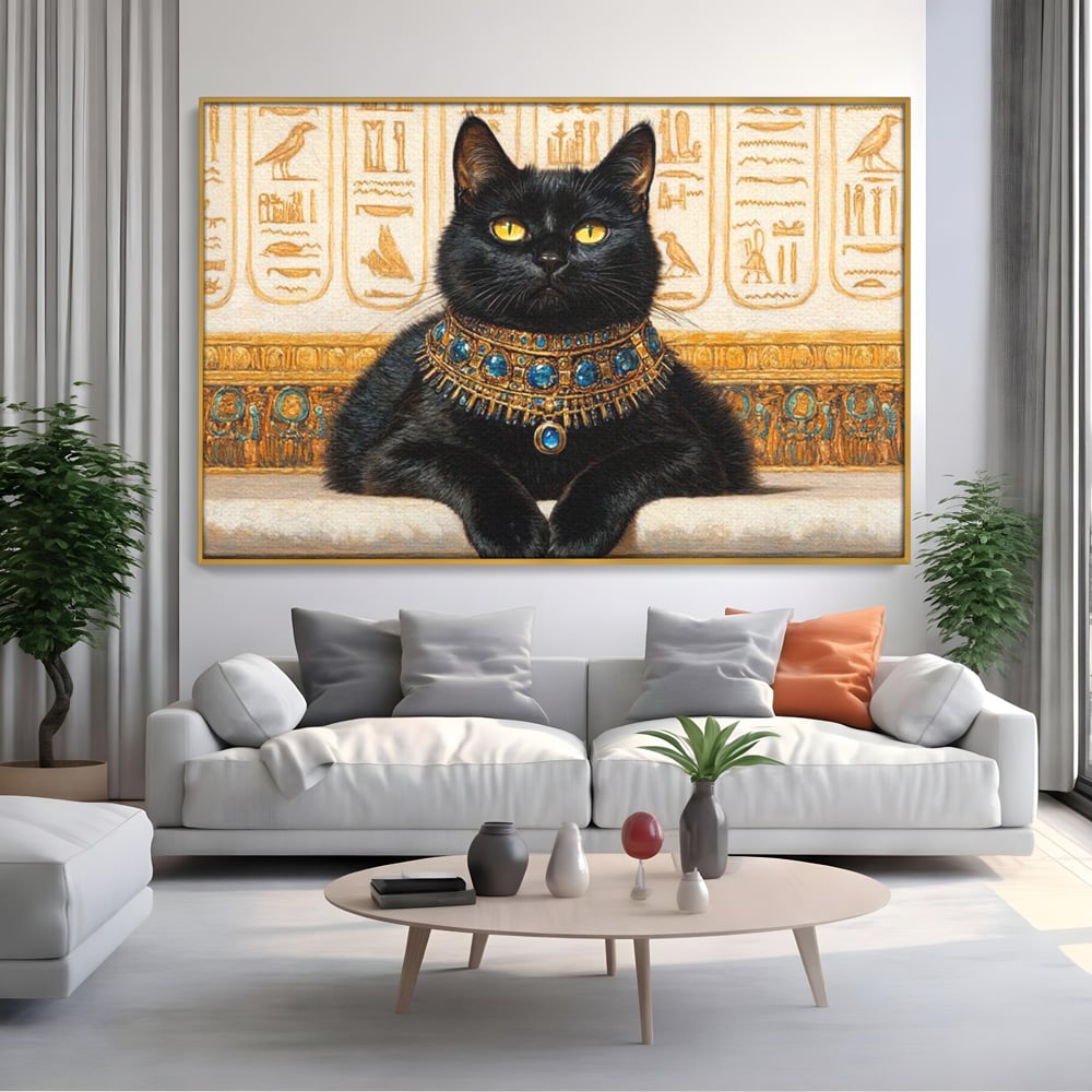 Leinwand Wandkunst Canvas Premium, LuxCanva® M1161, Ägyptischer Schmuck, Göttin, Ägypten, Bastet, Katze, Katze, Tier, Fell, Pharao, Hieroglyphen, Schmuck, Tempel, Büro, Wohnen, Kinderzimmer