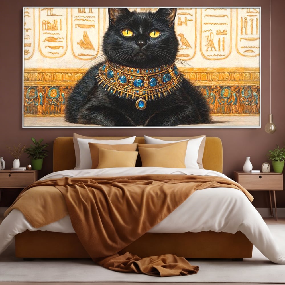 Leinwand Wandkunst Canvas Premium, LuxCanva® M1161, Ägyptischer Schmuck, Göttin, Ägypten, Bastet, Katze, Katze, Tier, Fell, Pharao, Hieroglyphen, Schmuck, Tempel, Büro, Wohnen, Kinderzimmer