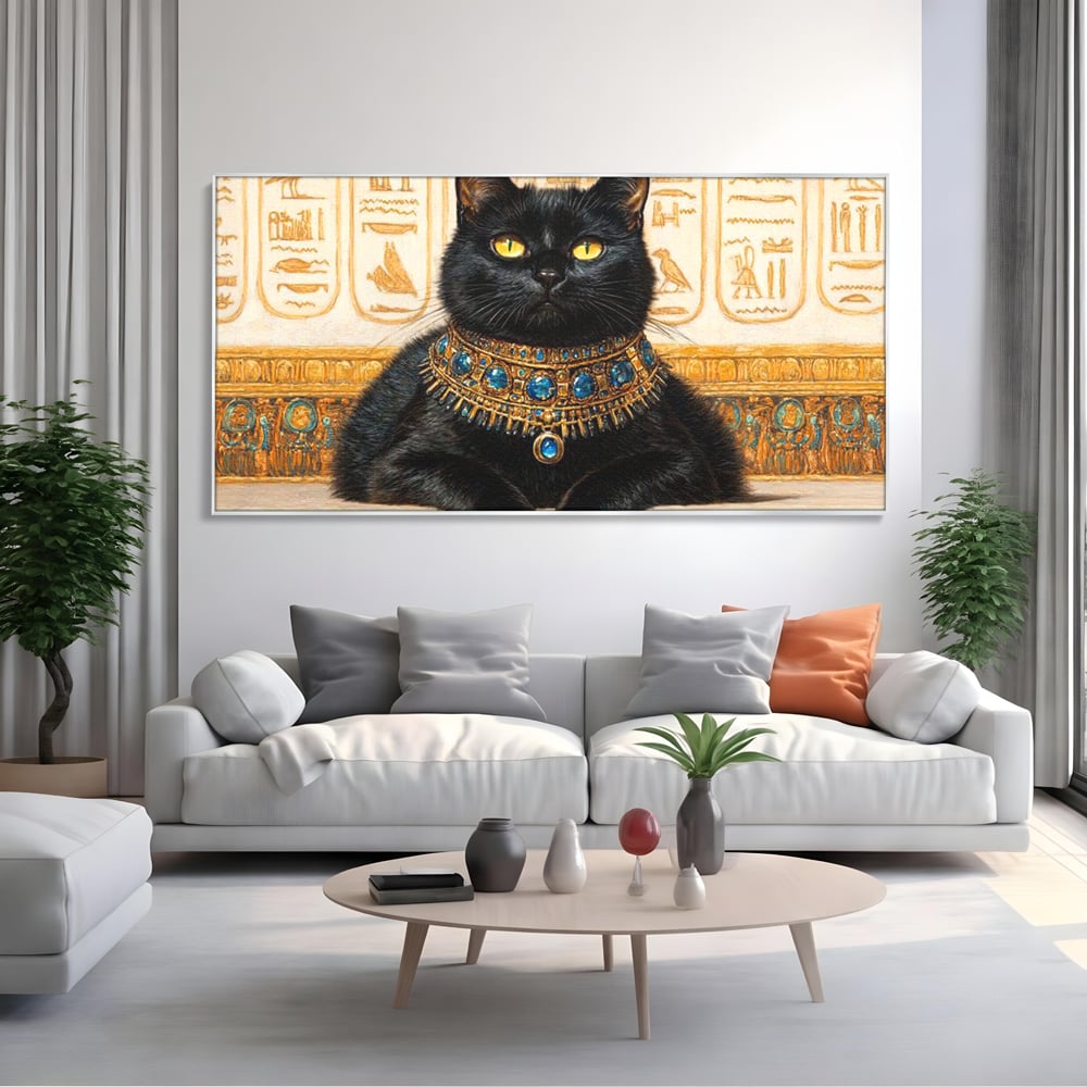 Leinwand Wandkunst Canvas Premium, LuxCanva® M1161, Ägyptischer Schmuck, Göttin, Ägypten, Bastet, Katze, Katze, Tier, Fell, Pharao, Hieroglyphen, Schmuck, Tempel, Büro, Wohnen, Kinderzimmer