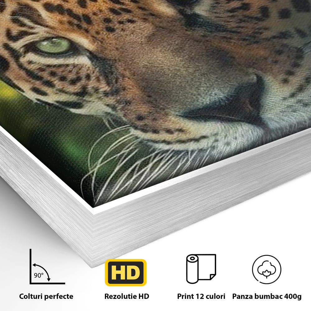 Tablou Canvas Premium, LuxCanva® M1163, Felina din Umbra, Jaguar, Vanatoare, Salbaticie, Jungla, Exotic, Animal, Felina, Umbra, Natura, Camuflaj, Privire, Birou, Living, Camera Copil