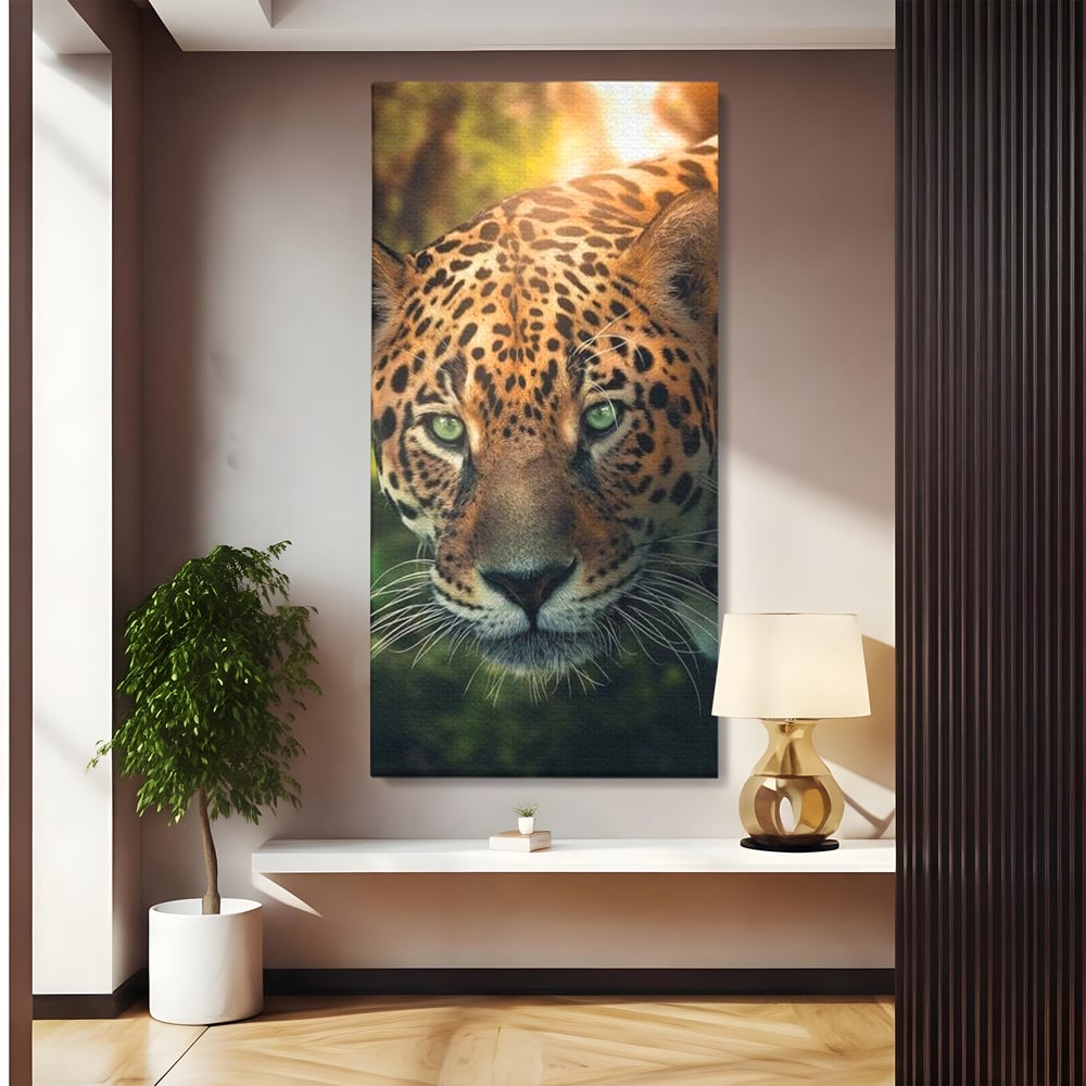 Tablou Canvas Premium, LuxCanva® M1163, Felina din Umbra, Jaguar, Vanatoare, Salbaticie, Jungla, Exotic, Animal, Felina, Umbra, Natura, Camuflaj, Privire, Birou, Living, Camera Copil