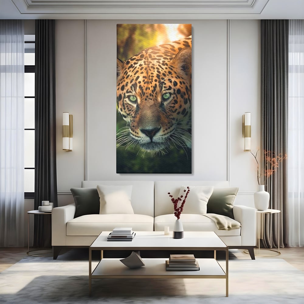 Tablou Canvas Premium, LuxCanva® M1163, Felina din Umbra, Jaguar, Vanatoare, Salbaticie, Jungla, Exotic, Animal, Felina, Umbra, Natura, Camuflaj, Privire, Birou, Living, Camera Copil