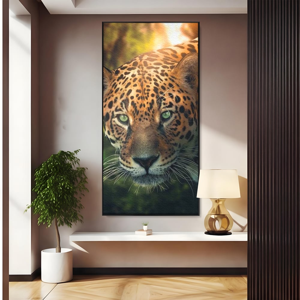 Tablou Canvas Premium, LuxCanva® M1163, Felina din Umbra, Jaguar, Vanatoare, Salbaticie, Jungla, Exotic, Animal, Felina, Umbra, Natura, Camuflaj, Privire, Birou, Living, Camera Copil