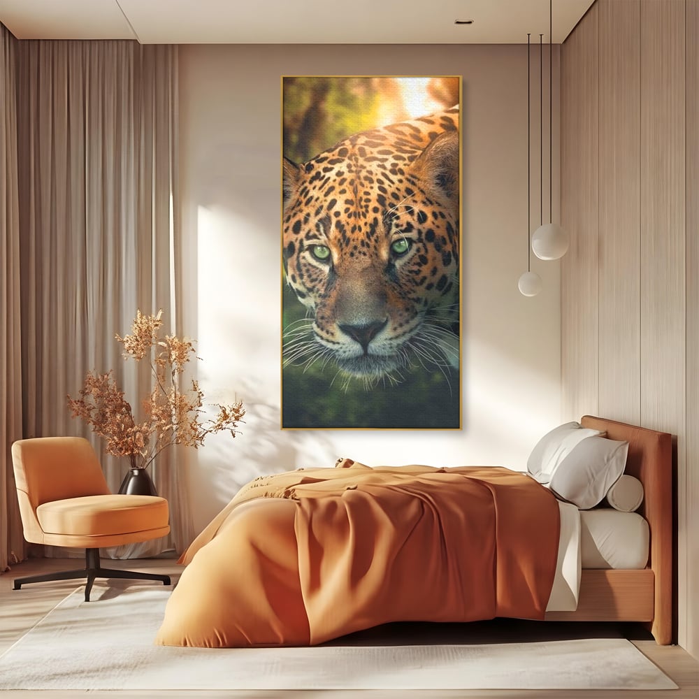 Tablou Canvas Premium, LuxCanva® M1163, Felina din Umbra, Jaguar, Vanatoare, Salbaticie, Jungla, Exotic, Animal, Felina, Umbra, Natura, Camuflaj, Privire, Birou, Living, Camera Copil