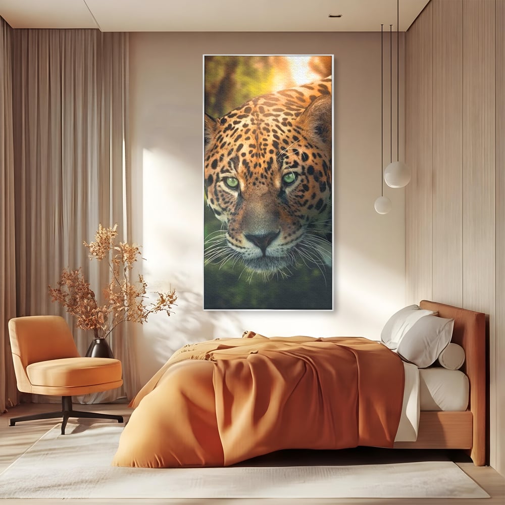 Tablou Canvas Premium, LuxCanva® M1163, Felina din Umbra, Jaguar, Vanatoare, Salbaticie, Jungla, Exotic, Animal, Felina, Umbra, Natura, Camuflaj, Privire, Birou, Living, Camera Copil