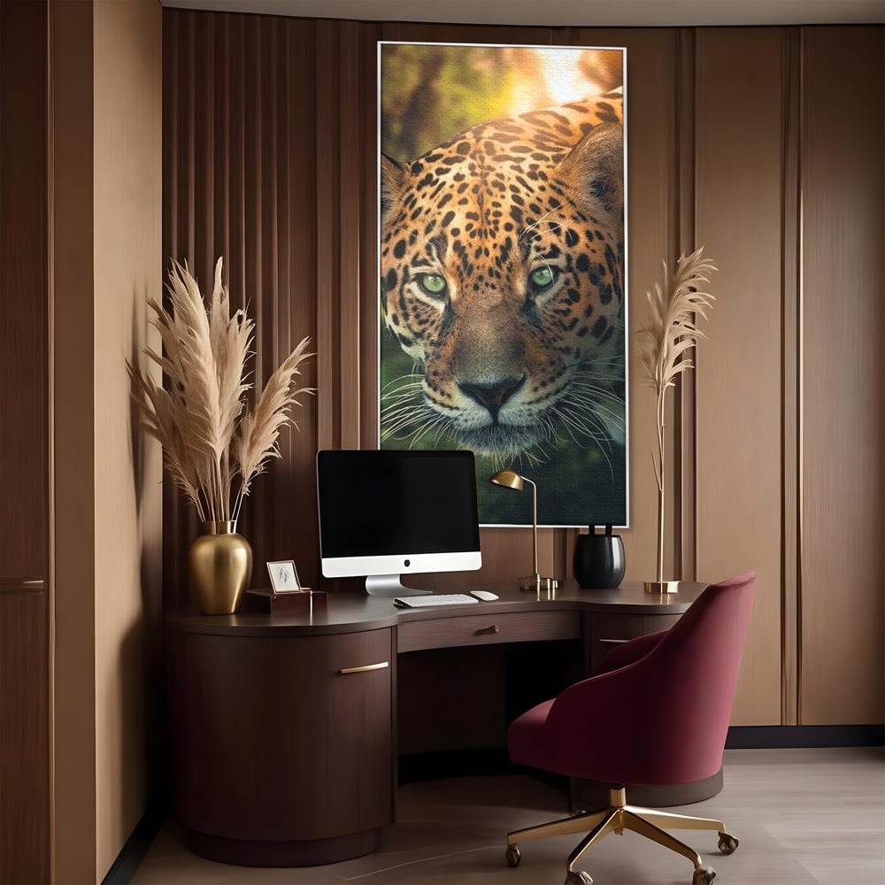 Tablou Canvas Premium, LuxCanva® M1163, Felina din Umbra, Jaguar, Vanatoare, Salbaticie, Jungla, Exotic, Animal, Felina, Umbra, Natura, Camuflaj, Privire, Birou, Living, Camera Copil