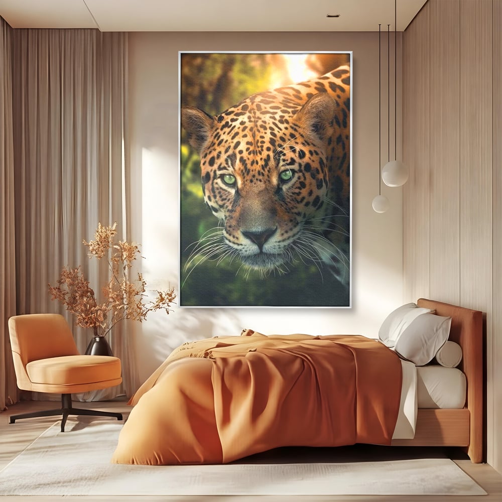 Tablou Canvas Premium, LuxCanva® M1163, Felina din Umbra, Jaguar, Vanatoare, Salbaticie, Jungla, Exotic, Animal, Felina, Umbra, Natura, Camuflaj, Privire, Birou, Living, Camera Copil