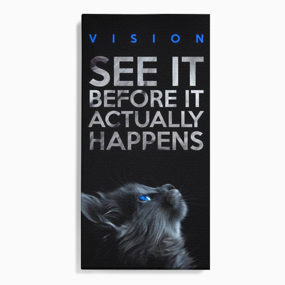 Tablou Canvas Premium, LuxCanva® M1164, Privire catre Destin, Motivational, Inspiratie, Pisica, Felina, Destin, Curaj, Viziune, Mesaj, Modern, Viitor, Animal, Birou, Living, Camera Copil