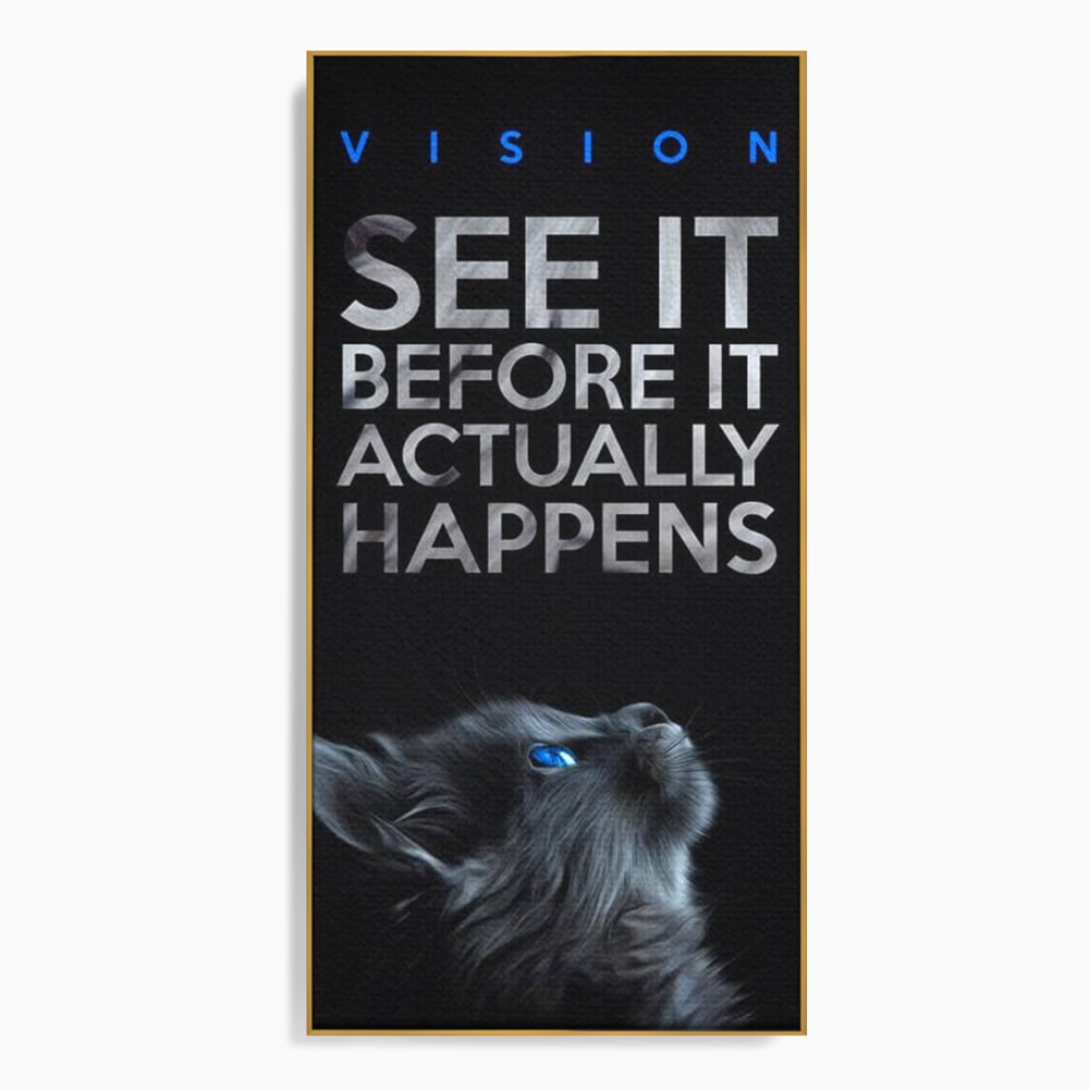 Tablou Canvas Premium, LuxCanva® M1164, Privire catre Destin, Motivational, Inspiratie, Pisica, Felina, Destin, Curaj, Viziune, Mesaj, Modern, Viitor, Animal, Birou, Living, Camera Copil