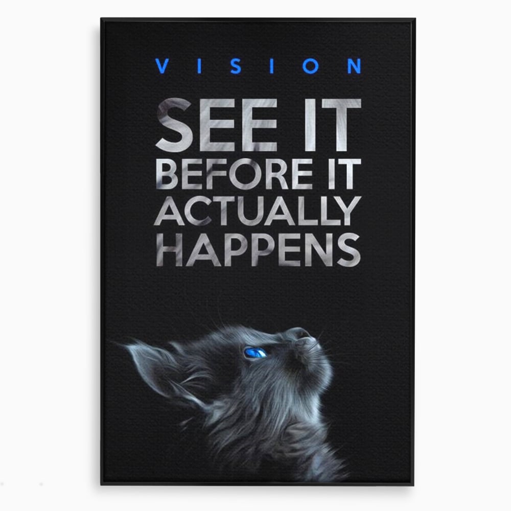 Tablou Canvas Premium, LuxCanva® M1164, Privire catre Destin, Motivational, Inspiratie, Pisica, Felina, Destin, Curaj, Viziune, Mesaj, Modern, Viitor, Animal, Birou, Living, Camera Copil