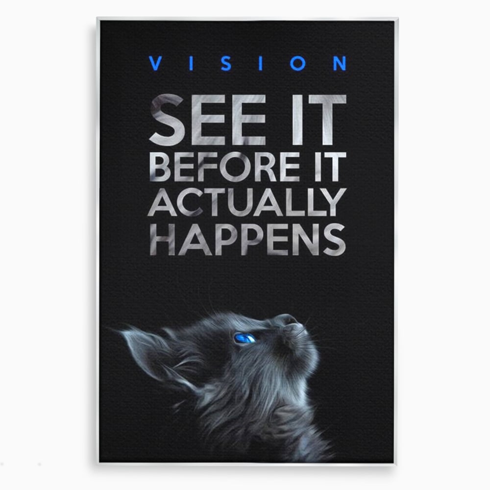 Tablou Canvas Premium, LuxCanva® M1164, Privire catre Destin, Motivational, Inspiratie, Pisica, Felina, Destin, Curaj, Viziune, Mesaj, Modern, Viitor, Animal, Birou, Living, Camera Copil