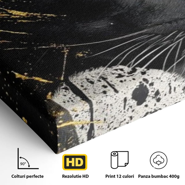 Tablou Canvas Premium, LuxCanva® M1165, Aur din Umbra, Pantera, Felina, Animal, Auriu, Noapte, Intuneric, Jungla, Negru, Pictura, Salbaticie, Exotic, Portret, Birou, Living, Camera Copil