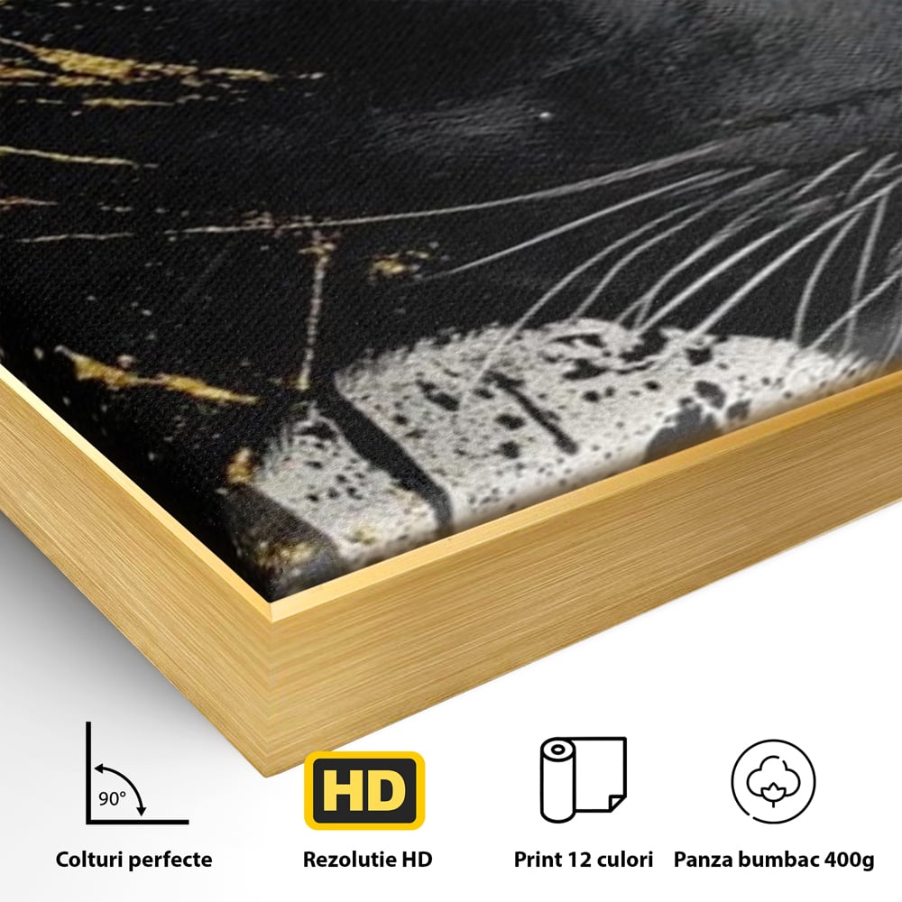 Tablou Canvas Premium, LuxCanva® M1165, Aur din Umbra, Pantera, Felina, Animal, Auriu, Noapte, Intuneric, Jungla, Negru, Pictura, Salbaticie, Exotic, Portret, Birou, Living, Camera Copil